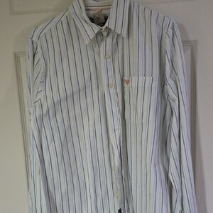 Mens Company 81 Yellow Blue And White Stripes Button Down Dress Shirt Size M
